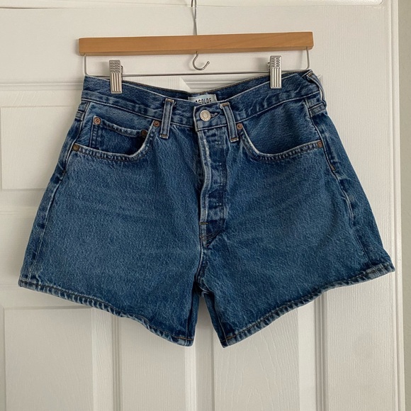 Agolde Parker Long Jean Shorts - Picture 1 of 8